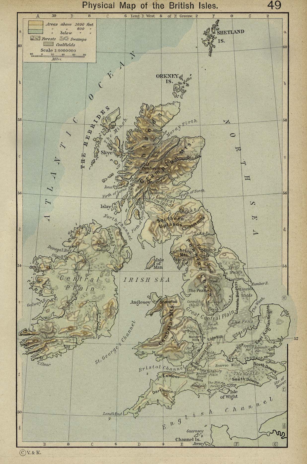 Physical Map of the British Isles