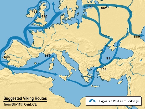 Suggested Viking Routes 8th-11th century
