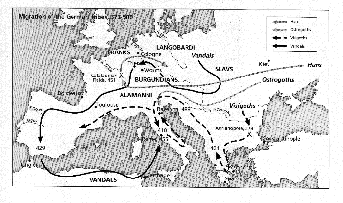 Migration of the German Tribes 373 -500