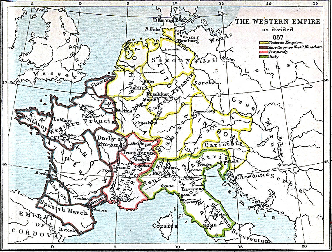 The Western Empire as divided 887