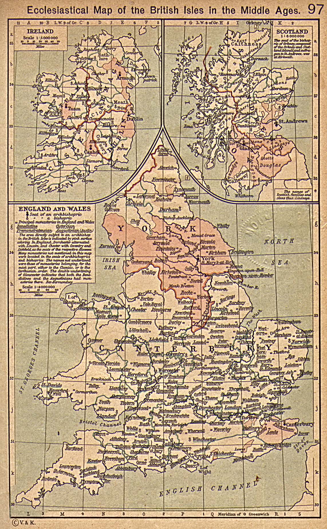 Ecclesiastical Map of the British Isles During the Middle Ages